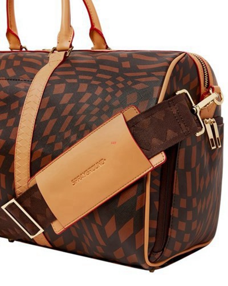 Brown Sprayground Trippy Henny Duffle Bags | 05691-FQKI