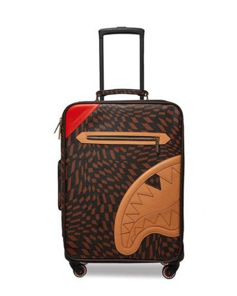 Brown Sprayground Trippy Henny Jetsetter Carry-on Luggage | 96214-NBCW