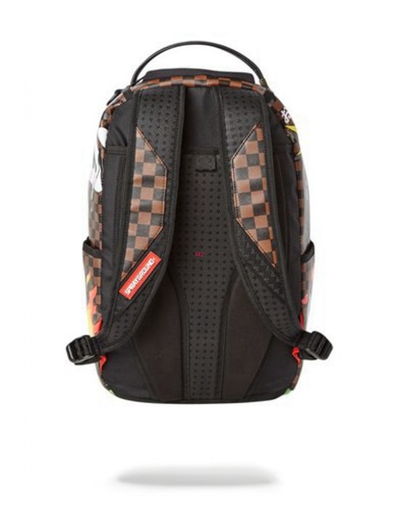 Brown Sprayground Wtf Shark Backpacks | 62739-XYVL