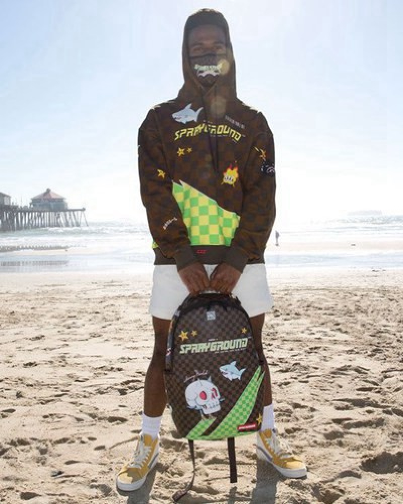 Brown Sprayground Wtf Shark Backpacks | 62739-XYVL