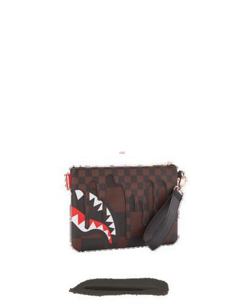 Brown Sprayground Xtc Sharks In Paris Crossover Clutch Bag | 62578-ZAQP