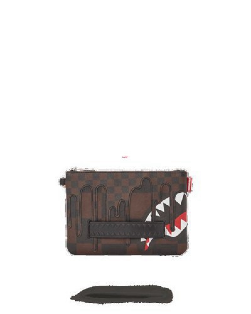 Brown Sprayground Xtc Sharks In Paris Crossover Clutch Bag | 62578-ZAQP