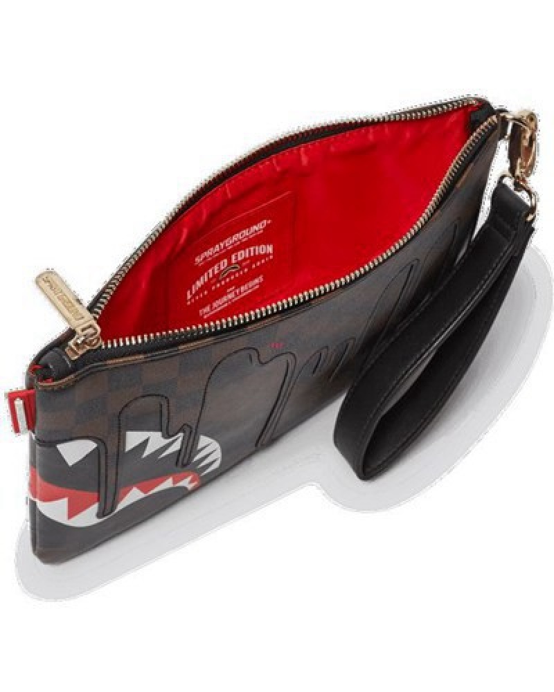 Brown Sprayground Xtc Sharks In Paris Crossover Clutch Bag | 62578-ZAQP