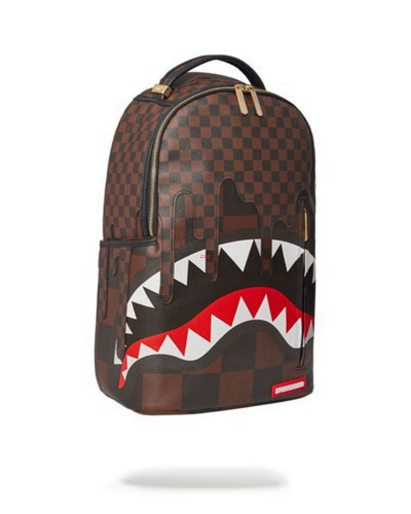 Brown Sprayground Xtc Sharks In Paris (Dlxv) Backpacks | 38264-LGUC