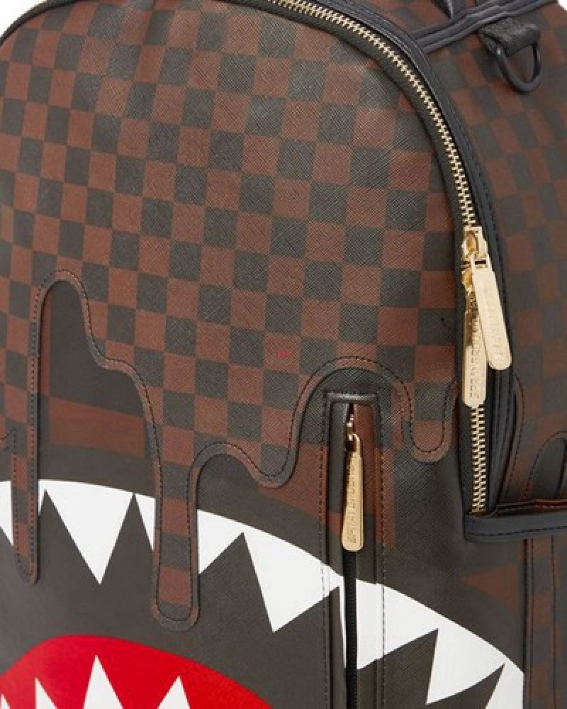 Brown Sprayground Xtc Sharks In Paris (Dlxv) Backpacks | 38264-LGUC