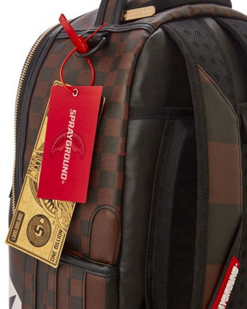 Brown Sprayground Xtc Sharks In Paris (Dlxv) Backpacks | 38264-LGUC