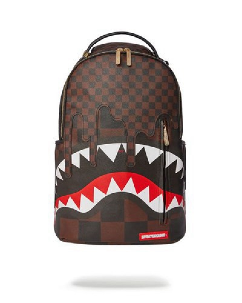 Brown Sprayground Xtc Sharks In Paris (Dlxv) Backpacks | 38264-LGUC