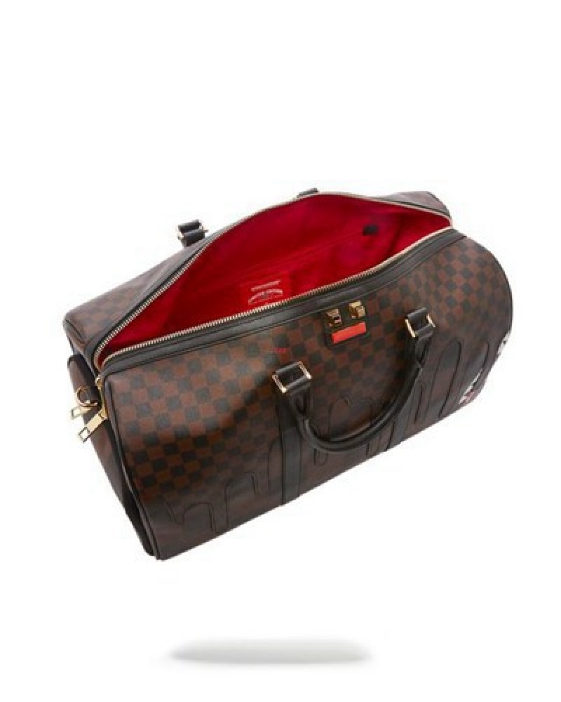 Brown Sprayground Xtc Sharks In Paris Duffle Bags | 83714-PVTL