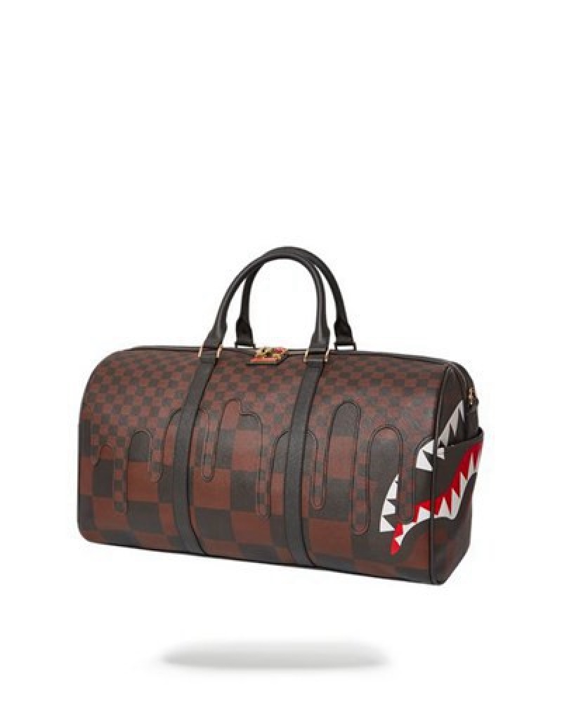 Brown Sprayground Xtc Sharks In Paris Duffle Bags | 83714-PVTL