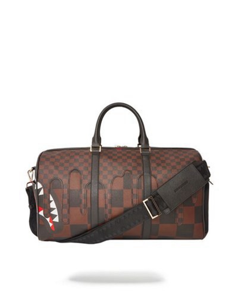 Brown Sprayground Xtc Sharks In Paris Duffle Bags | 83714-PVTL