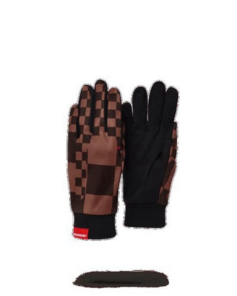 Brown Sprayground Xtc Sharks In Paris Gloves | 10789-KBCV