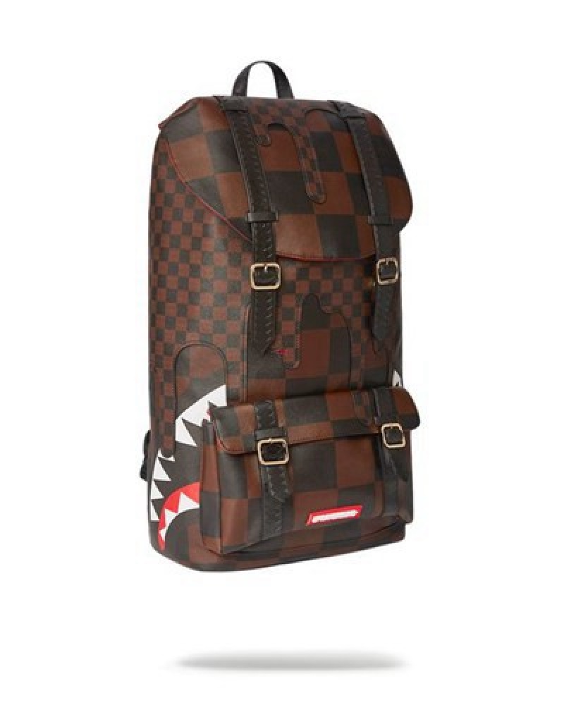 Brown Sprayground Xtc Sharks In Paris Hills Backpacks | 65720-JIVB