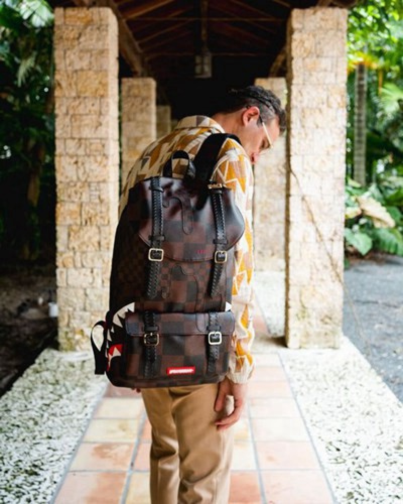 Brown Sprayground Xtc Sharks In Paris Hills Backpacks | 65720-JIVB