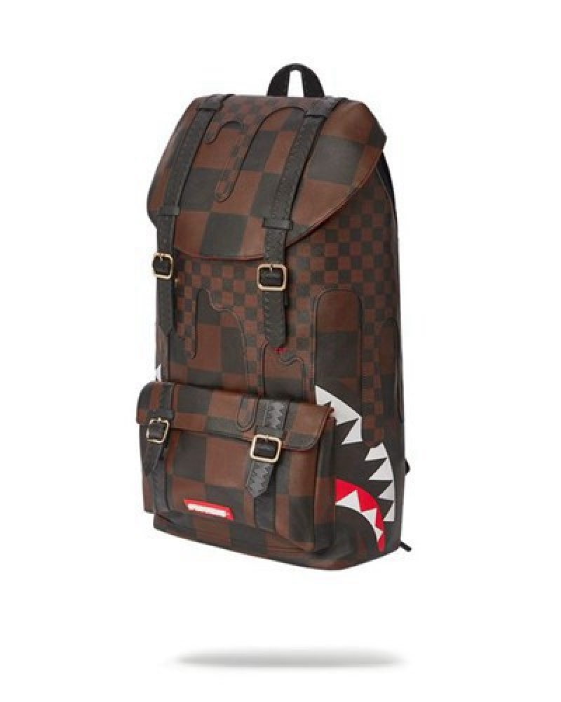 Brown Sprayground Xtc Sharks In Paris Hills Backpacks | 65720-JIVB