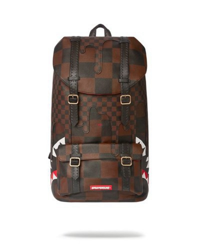 Brown Sprayground Xtc Sharks In Paris Hills Backpacks | 65720-JIVB