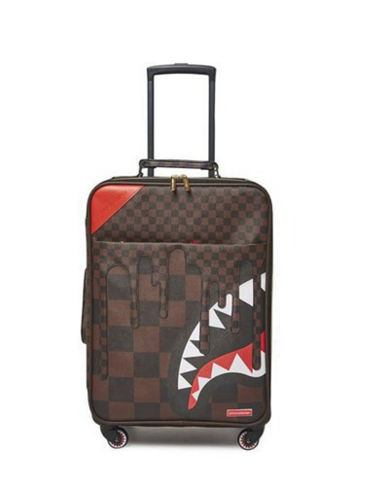 Brown Sprayground Xtc Sharks In Paris Jetsetter Carry-on Luggage | 01879-BGIY