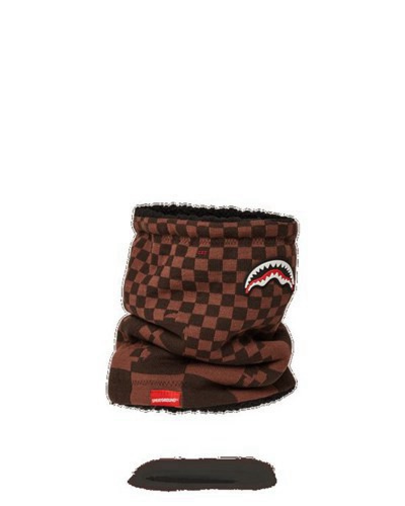 Brown Sprayground Xtc Sharks In Paris Neck Warmer | 46735-LIAN