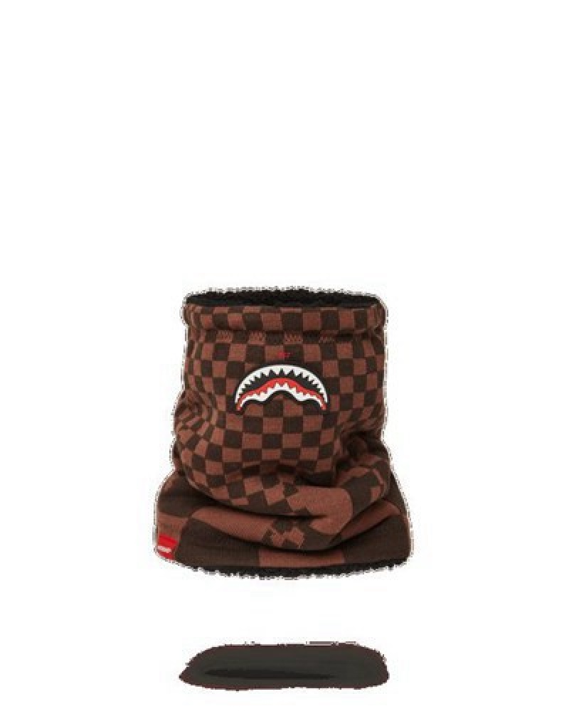 Brown Sprayground Xtc Sharks In Paris Neck Warmer | 46735-LIAN