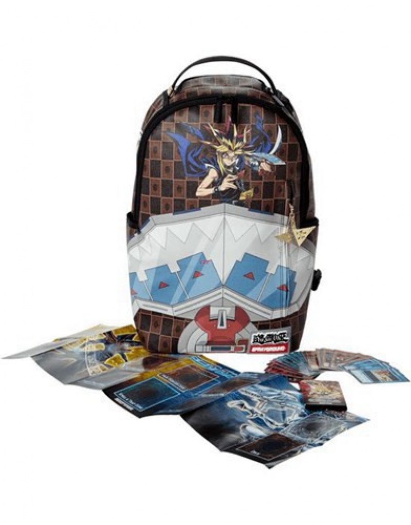 Brown Sprayground Yu Gi Oh Dual Disk Shark Backpacks | 45897-SOYU