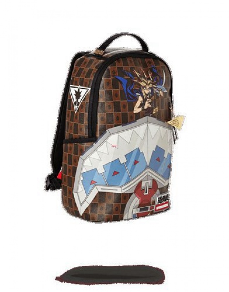 Brown Sprayground Yu Gi Oh Dual Disk Shark Backpacks | 45897-SOYU