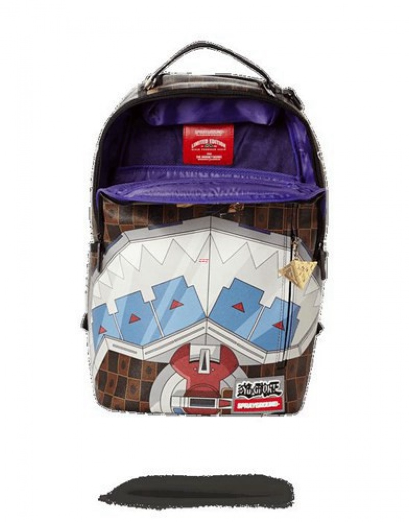 Brown Sprayground Yu Gi Oh Dual Disk Shark Backpacks | 45897-SOYU