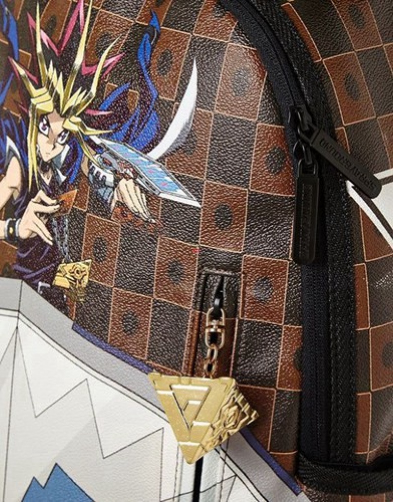 Brown Sprayground Yu Gi Oh Dual Disk Shark Backpacks | 45897-SOYU