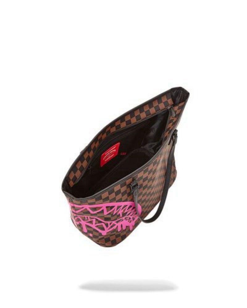 Brown / Pink Sprayground The Artists Touch Tote Bags | 28916-ILBN