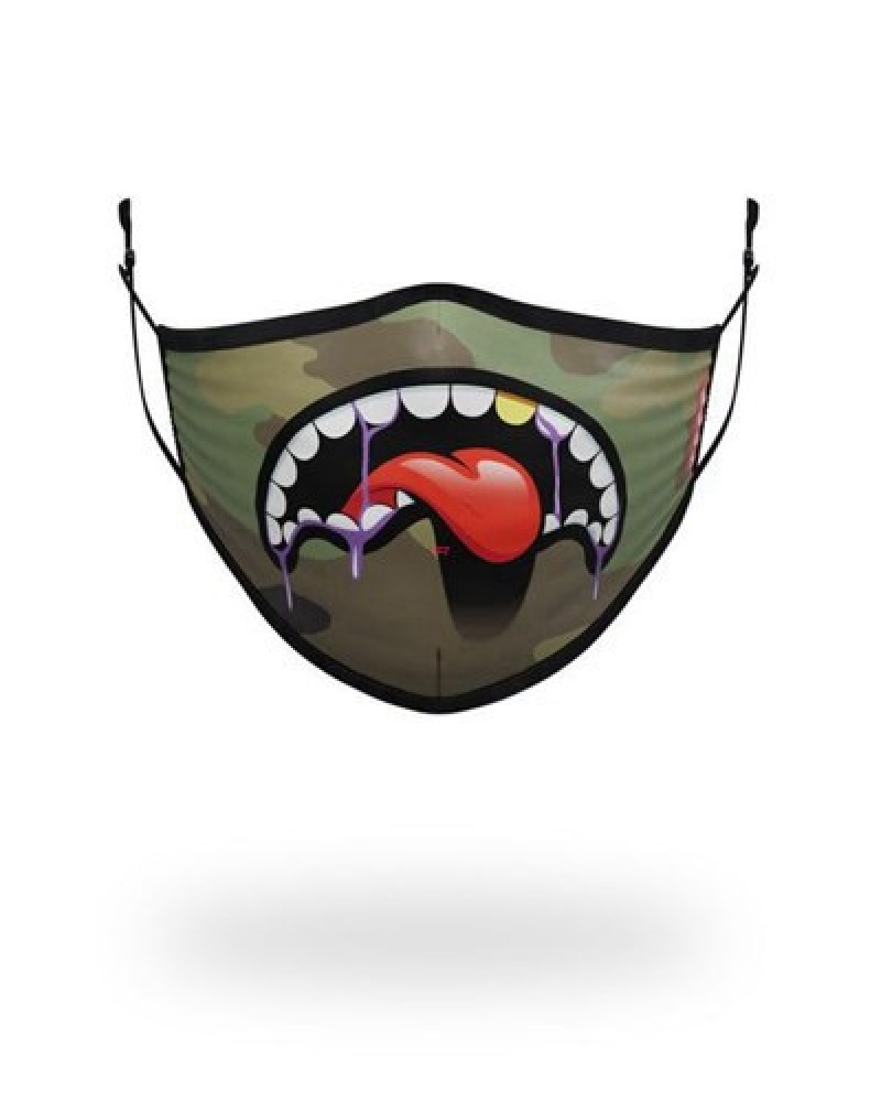 Camo Sprayground Adult Lucid Shark Form Fitting Face Masks | 32574-AYEZ