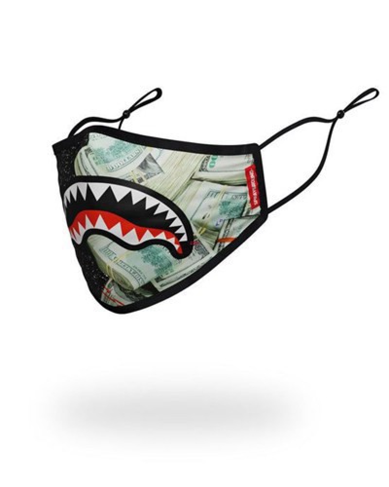 Camo Sprayground Adult Party Shark Form Fitting Face Masks | 27481-OWCU