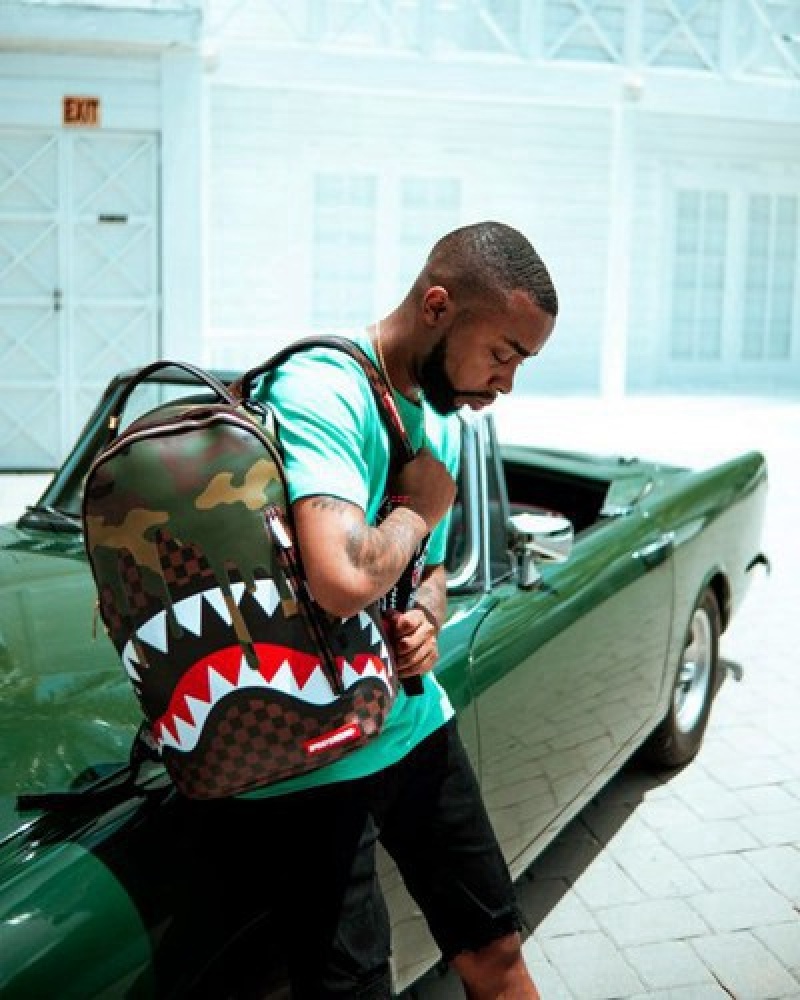 Camo Sprayground Camo Drip Sharks In Paris (Dlxv) Backpacks | 53716-KQYS