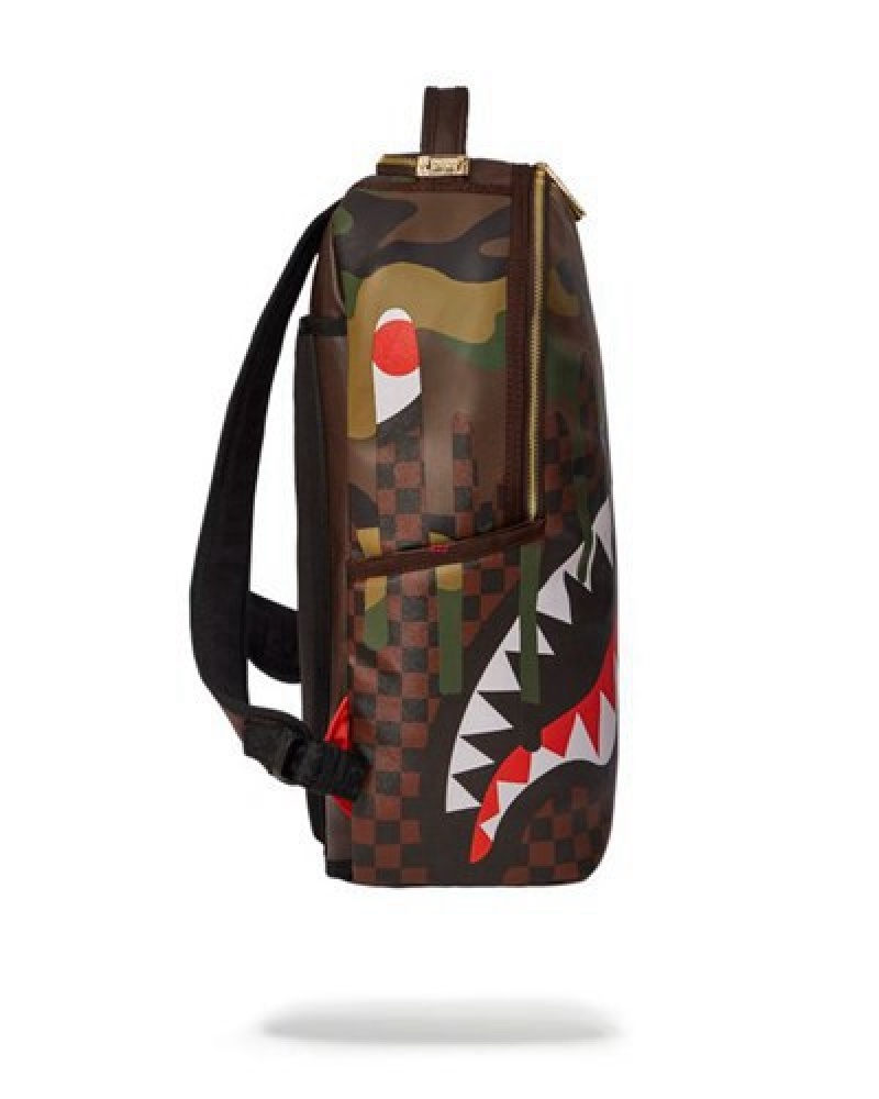 Camo Sprayground Camo Drip Sharks In Paris (Dlxv) Backpacks | 53716-KQYS