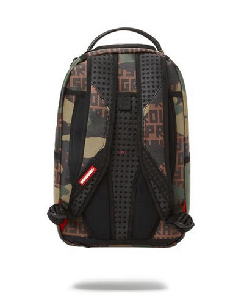 Camo Sprayground Camo Infiniti (Dlxv) Backpacks | 89604-ROVC