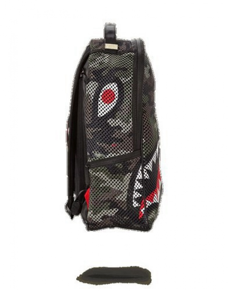 Camo Sprayground Camo Mesh Shark Backpacks | 18624-TABF