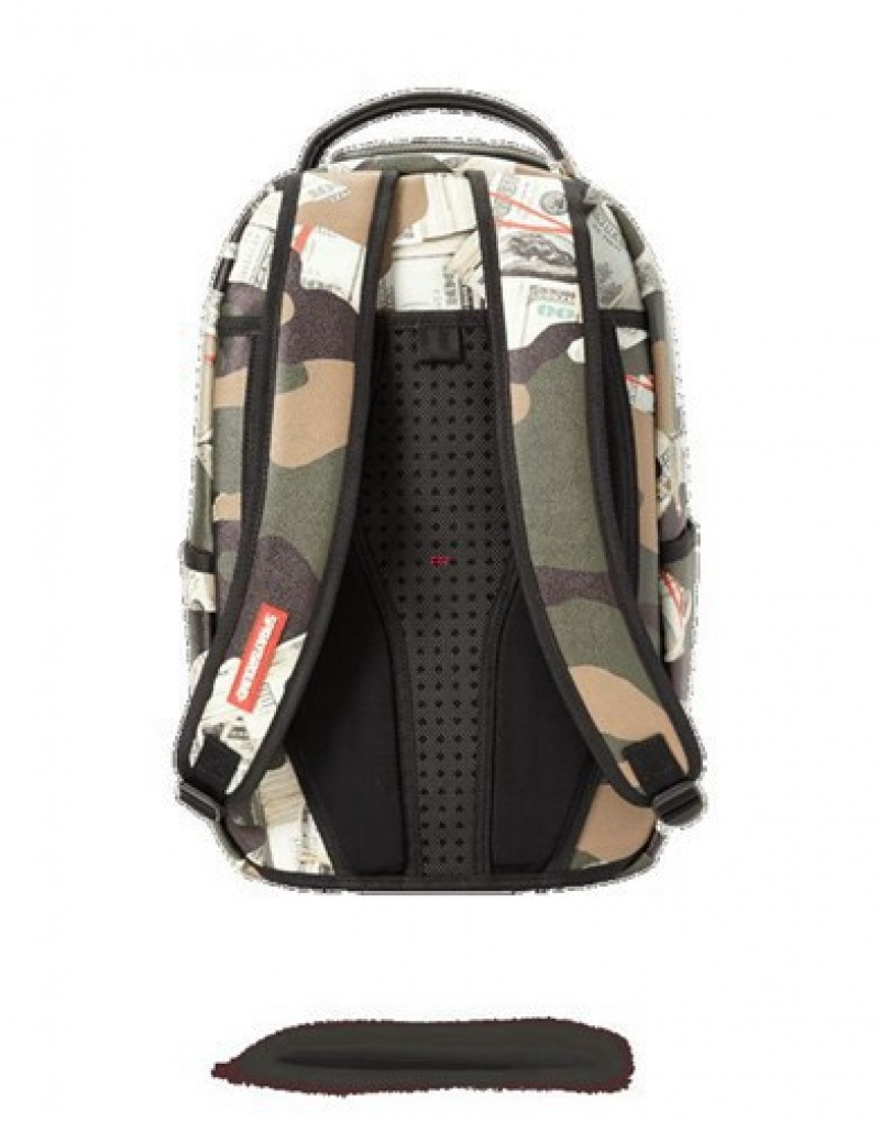 Camo Sprayground Camo Money Shark Backpacks | 58367-XEST