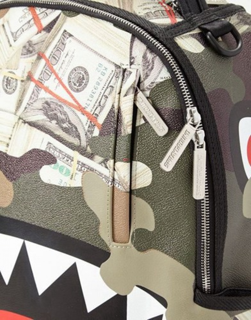 Camo Sprayground Camo Money Shark Backpacks | 58367-XEST