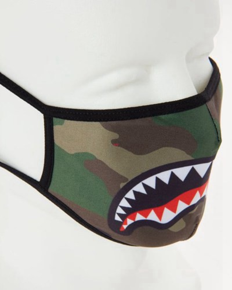 Camo Sprayground Camo Sharkmouth Form-fitting Face Masks | 94762-BKEX