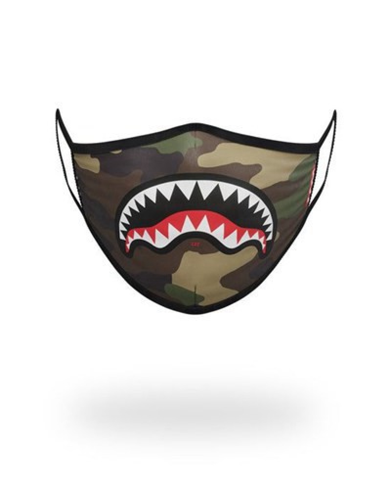 Camo Sprayground Camo Sharkmouth Form-fitting Face Masks | 94762-BKEX