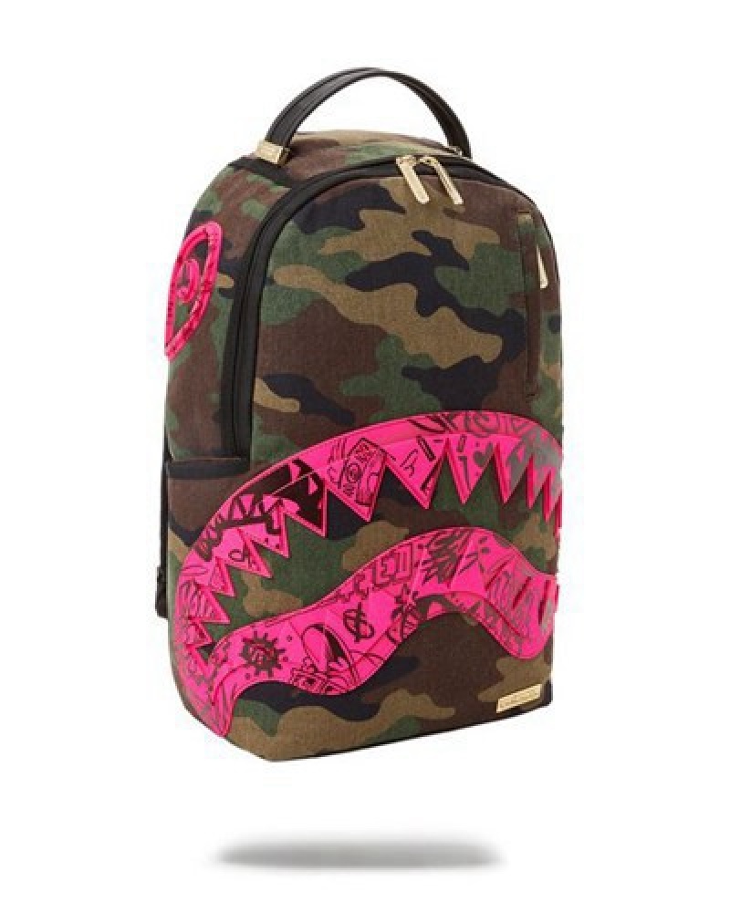 Camo Sprayground Drop Zone Backpacks | 16530-TKQS