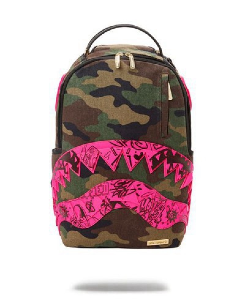 Camo Sprayground Drop Zone Backpacks | 16530-TKQS