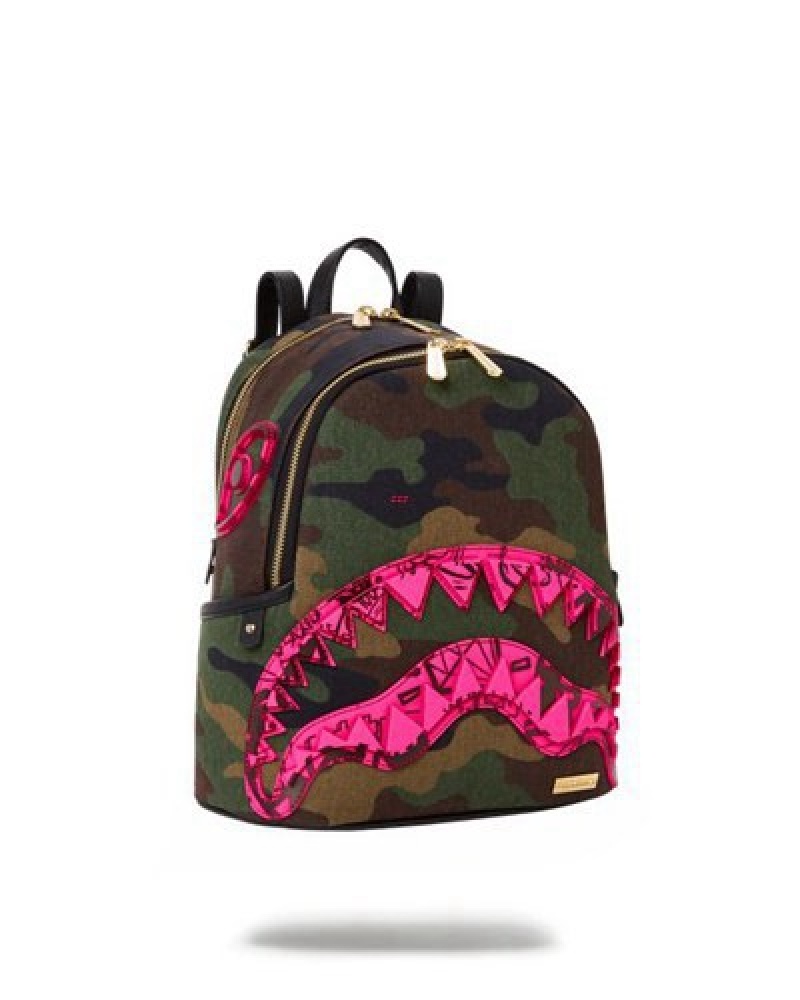 Camo Sprayground Drop Zone Savage Backpacks | 24890-CPXG