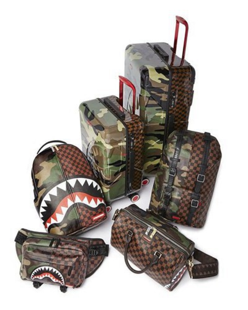 Camo Sprayground Jungle Paris 29.5 Full-size Sharkitecture Luggage Set | 21859-HGVZ