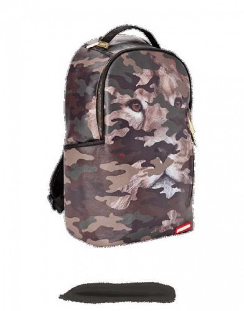 Camo Sprayground Lion Camo Backpacks | 43176-YLFS