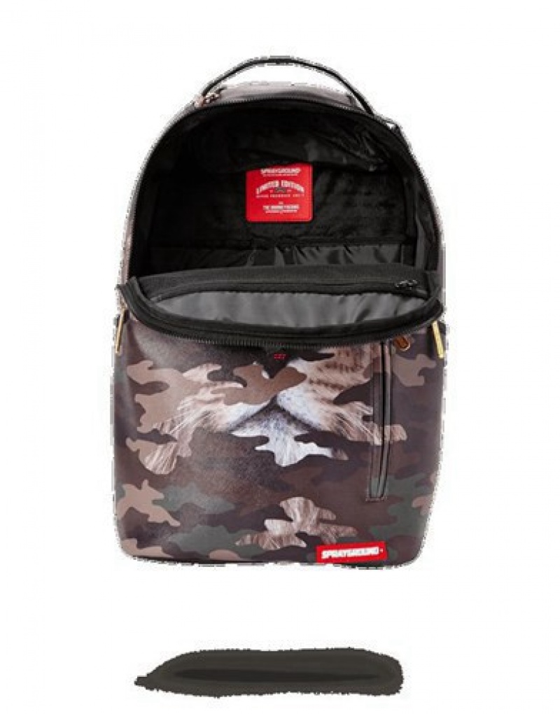 Camo Sprayground Lion Camo Backpacks | 43176-YLFS