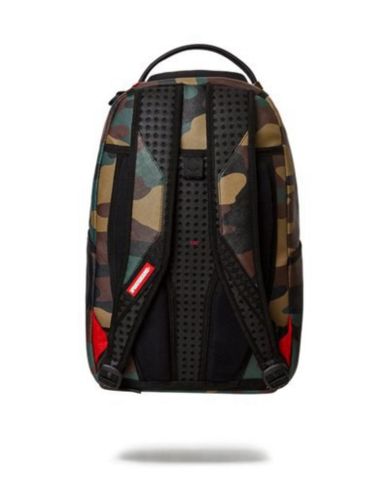 Camo Sprayground Shark Central Outpost (Dlxv) Backpacks | 79543-LTVH