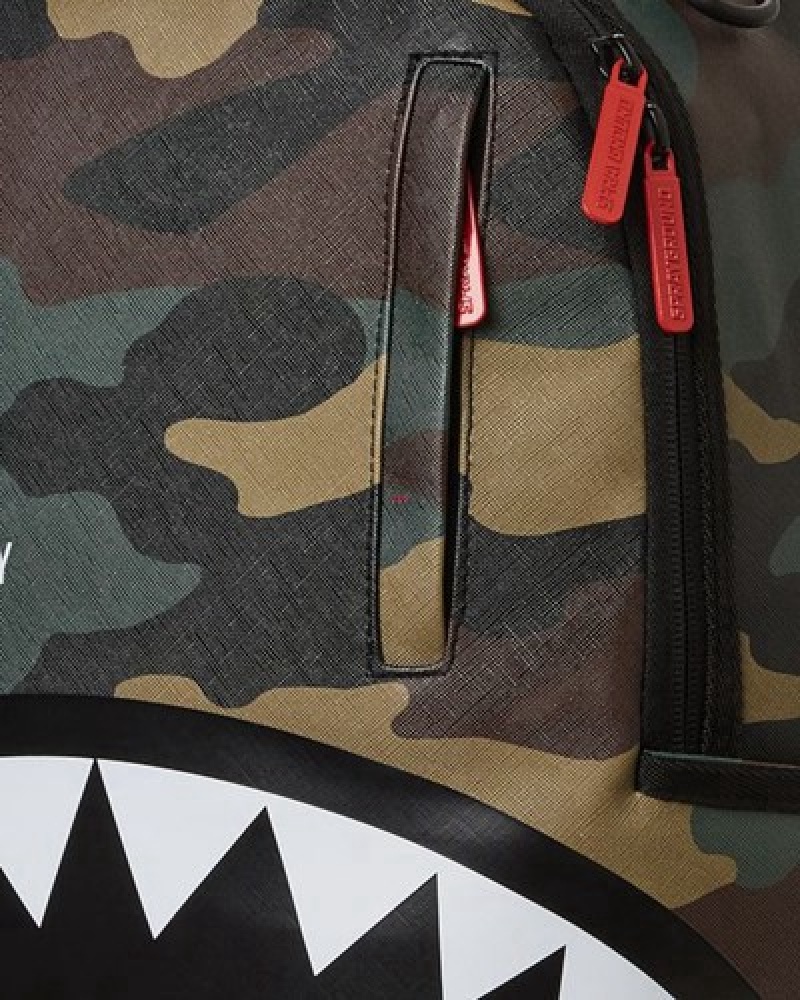 Camo Sprayground Shark Central Outpost (Dlxv) Backpacks | 79543-LTVH