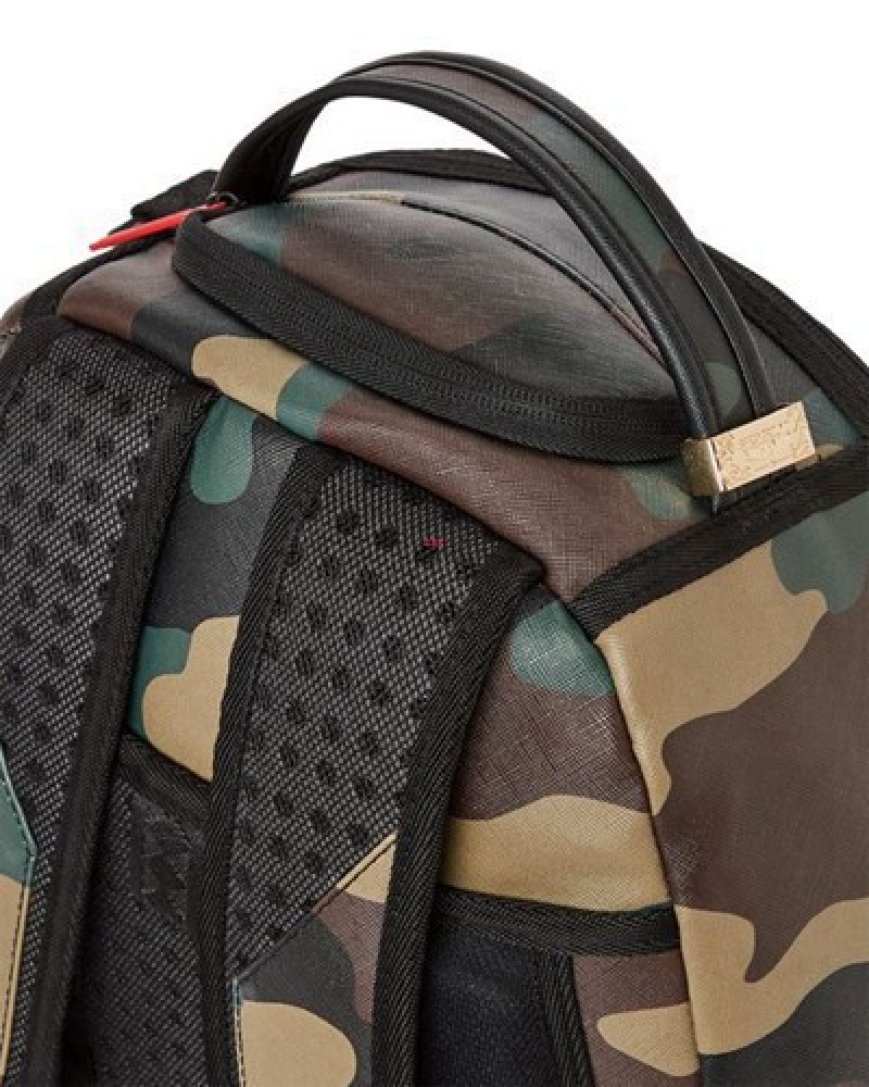 Camo Sprayground Shark Central Outpost (Dlxv) Backpacks | 79543-LTVH