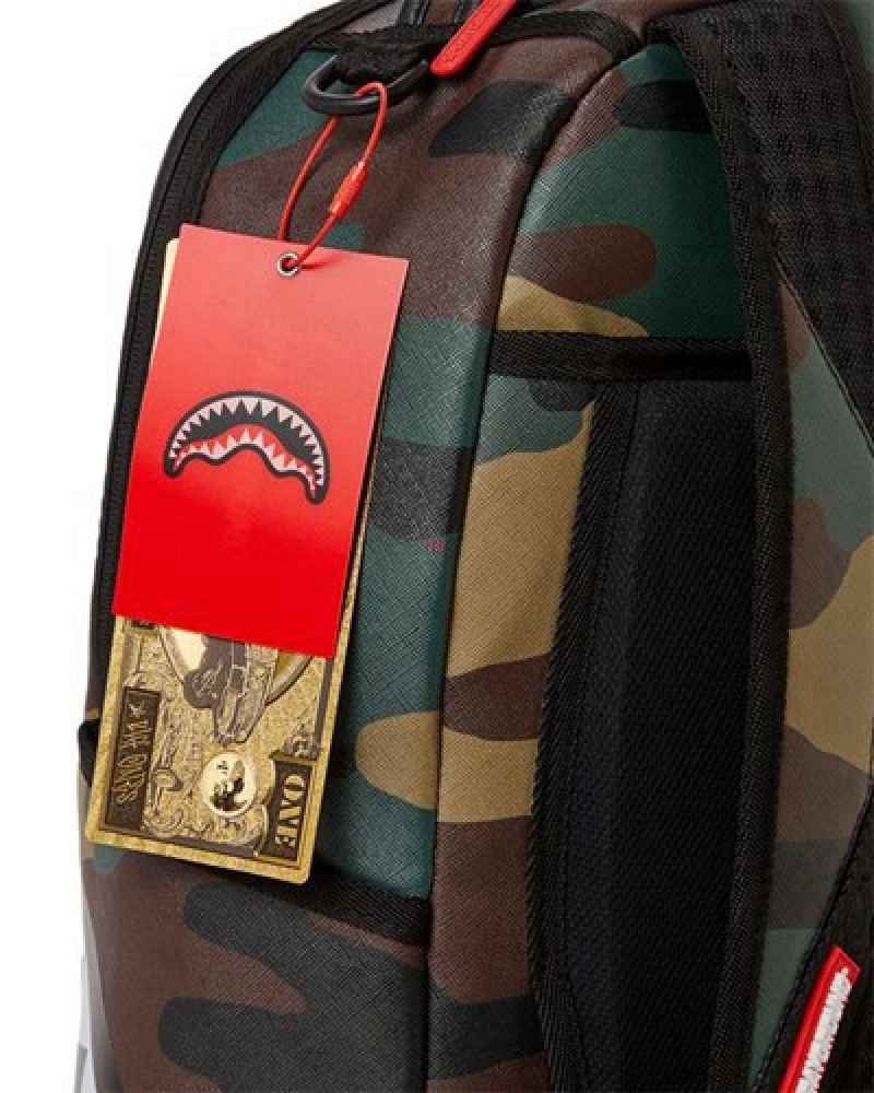 Camo Sprayground Shark Central Outpost (Dlxv) Backpacks | 79543-LTVH