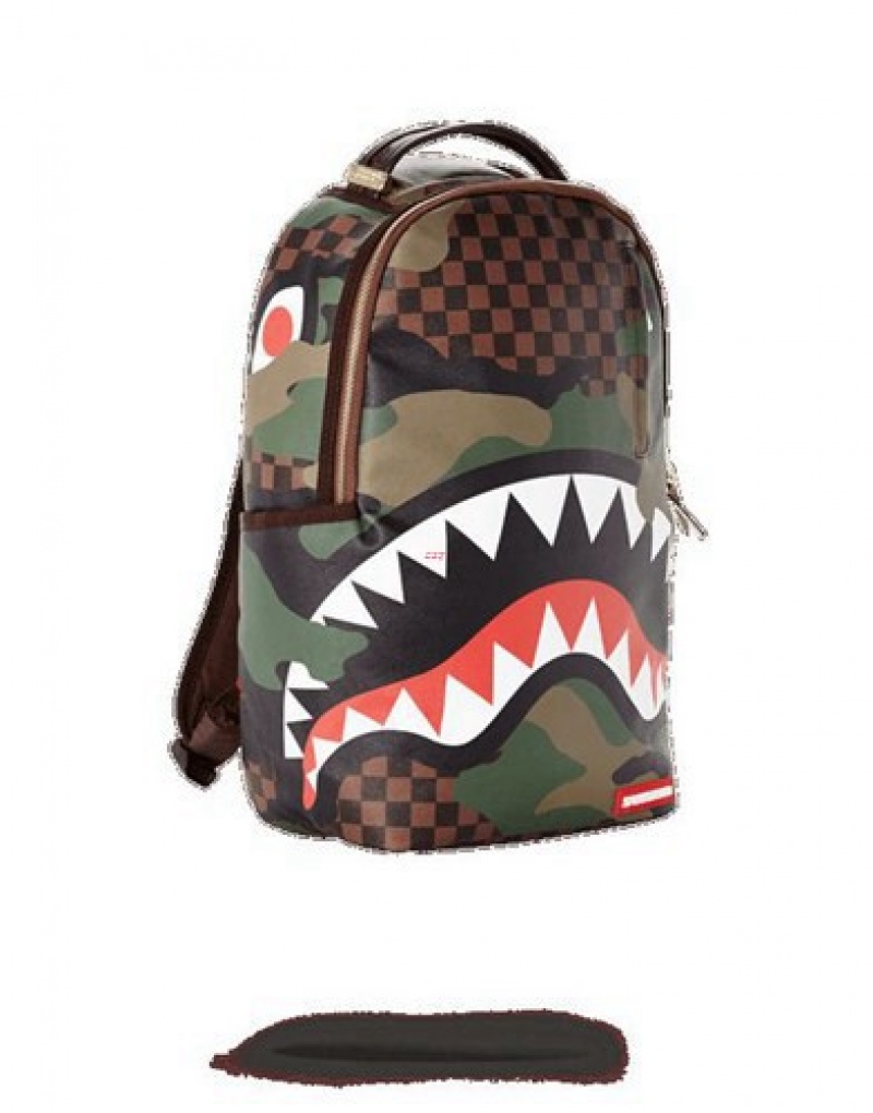 Camo Sprayground Sharks In Paris (Camo Edition) Backpacks | 25091-GSTA