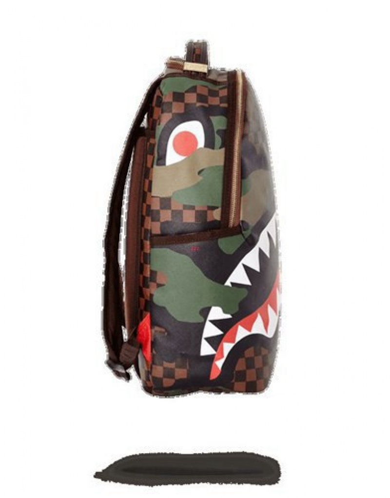 Camo Sprayground Sharks In Paris (Camo Edition) Backpacks | 25091-GSTA