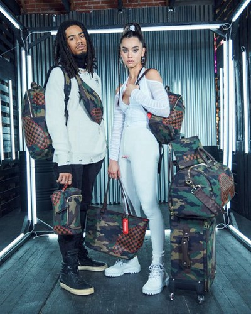 Camo Sprayground The Paradoxx Shark Savvy Crossbody Bags | 83679-UQHG